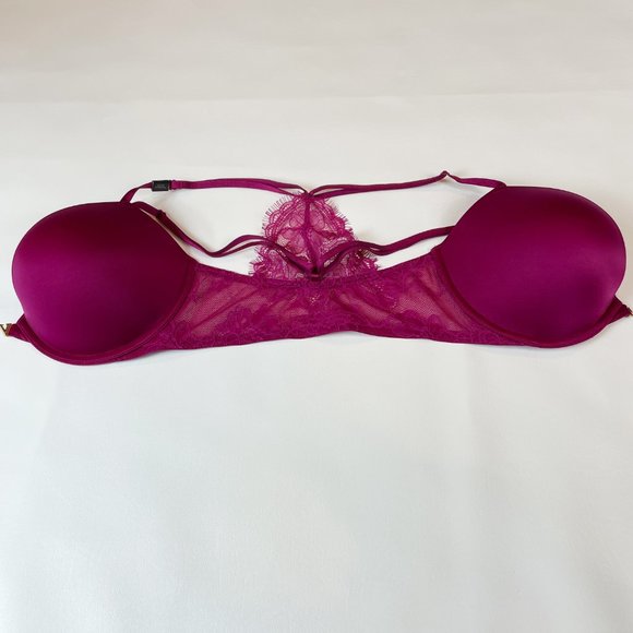 NWOT Victoria's Secret Bra 32DDD Very Sexy Push-Up Pink Lace Racerback - Picture 2 of 6